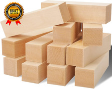 12 Pack Unfinished Basswood Carving Blocks Kit Rectangular Wooden Blocks