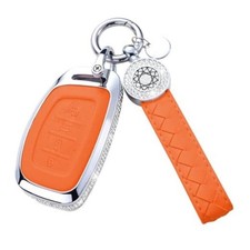 for Hyundai Key Fob Cover with Keychain, Orange Leather Fit for Hyun,dai A