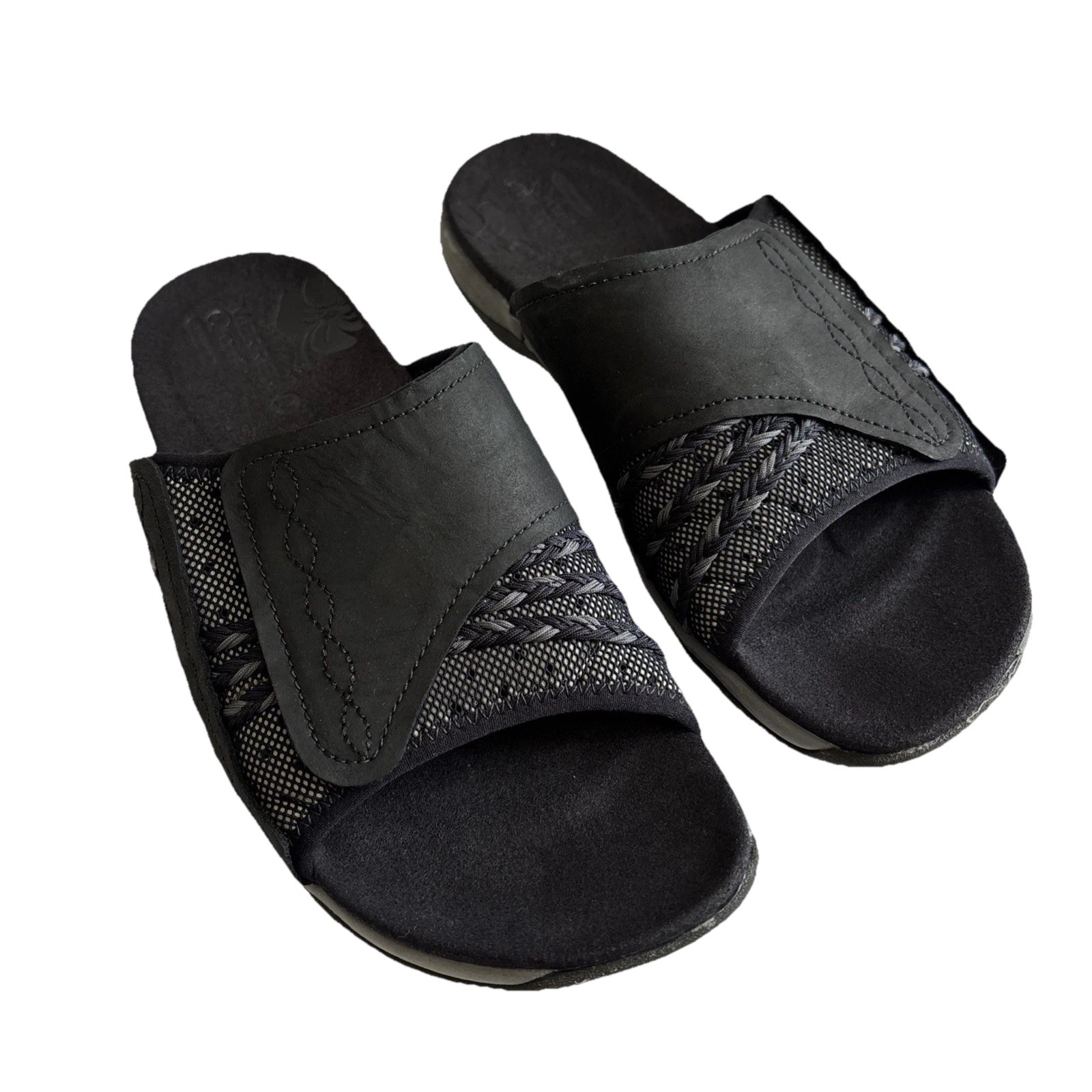Merrell Lilyfern sandali neri in pelle memory foam da donna taglia 7 comodi slide