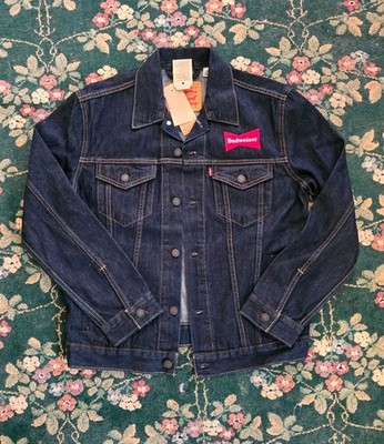 NWT Levi's Budweiser Denim Type 3 Trucker Jacket Back Print Front Embroidery M