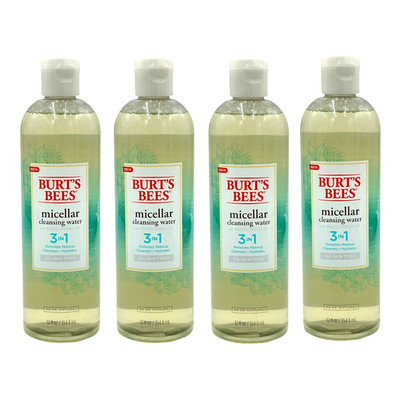 4 Pack Burt's Bees 3-in-1 Micellar Cleansing Water Makeup Remover Cleanser 12 oz