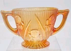 Jeanette Iridescent carnival glass Marigold "Iris and herring bone" Sugar Bowl