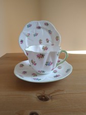 Shelley Dainty Shaped  Floral Tea Trios.