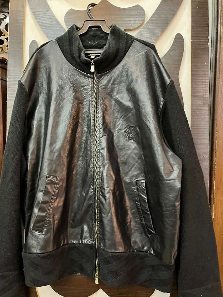 VERSACE JEANS COUTURE VINTAGE MADE IN ITALY LEATHER-WOOL JKT - Image 3 of 4