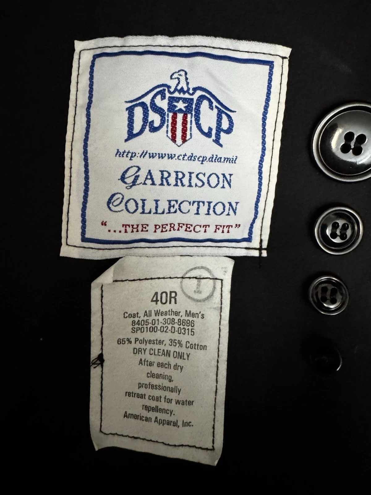 DSCP Garrison Collection Men's Black Long Belted Lined Twill Trench Coat 40R - product detail image 3