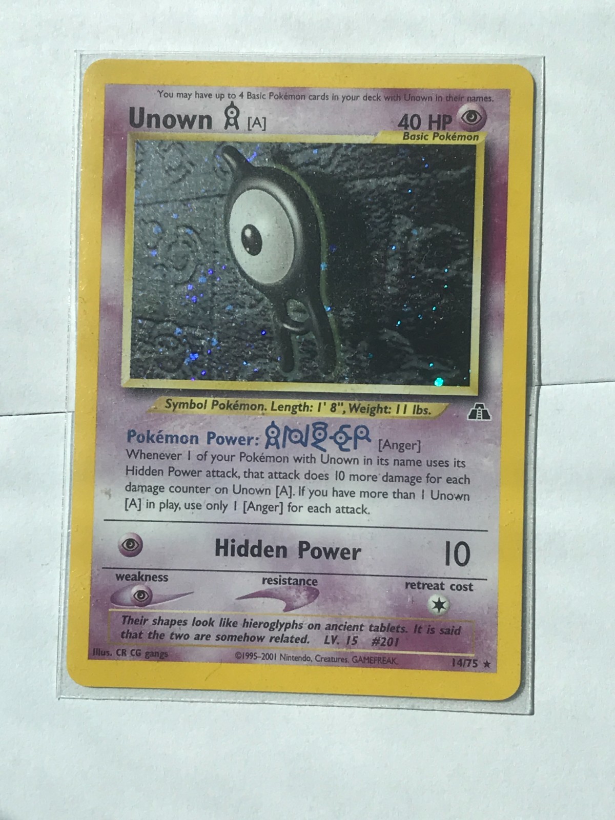 Unown 14/75 Basic Pokémon Card  40 HP