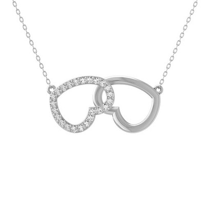 0,13 kt im Labor gezüchteter Diamant Sterlingsilber Herz Halskette 18 Zoll Silber Kabel Kette