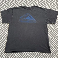 VTG Quiksilver T-Shirt Faded Black Blue Logo Graphic Size Large Surf Y2K