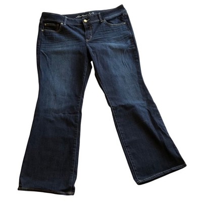 American Eagle Slim Boot Jeans Women 18 Short Dark Wash Stretch Denim