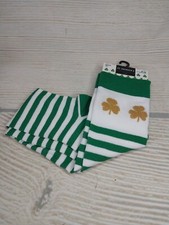 New St Patrick's Day Ladies Knee Socks Gold Shamrocks Striped Fun Leprechaun