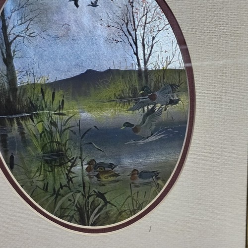 English Foil Engraving Waterfowl Schaeffer Framed Matted COA 15"×13" Art Vintage - Picture 4 of 11
