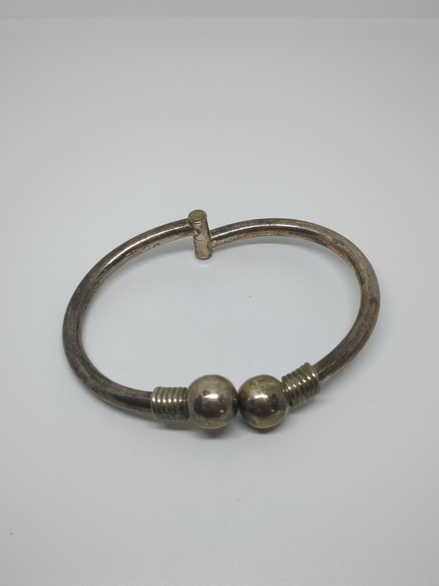 アクセサリー Vintage Mexican Silver Dome Bangle 925 Vintage Mexico Silver Dome Shaped Bangle Bracelet, Mexican