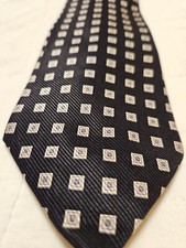 Men's Brooks Brothers Silk Tie Printed In Italy Made In USA Black Grey Squares
