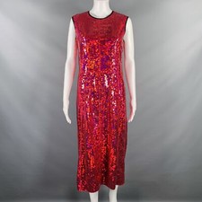 MARC JACOBS Size 0 Red Polyester Sequined Shift Dress