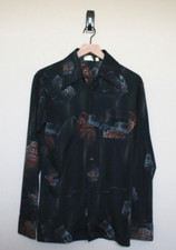 Vintage Disco Shirt Sears Kings Road Poly Mens 1960s 1970s Wide Collar Medium M
