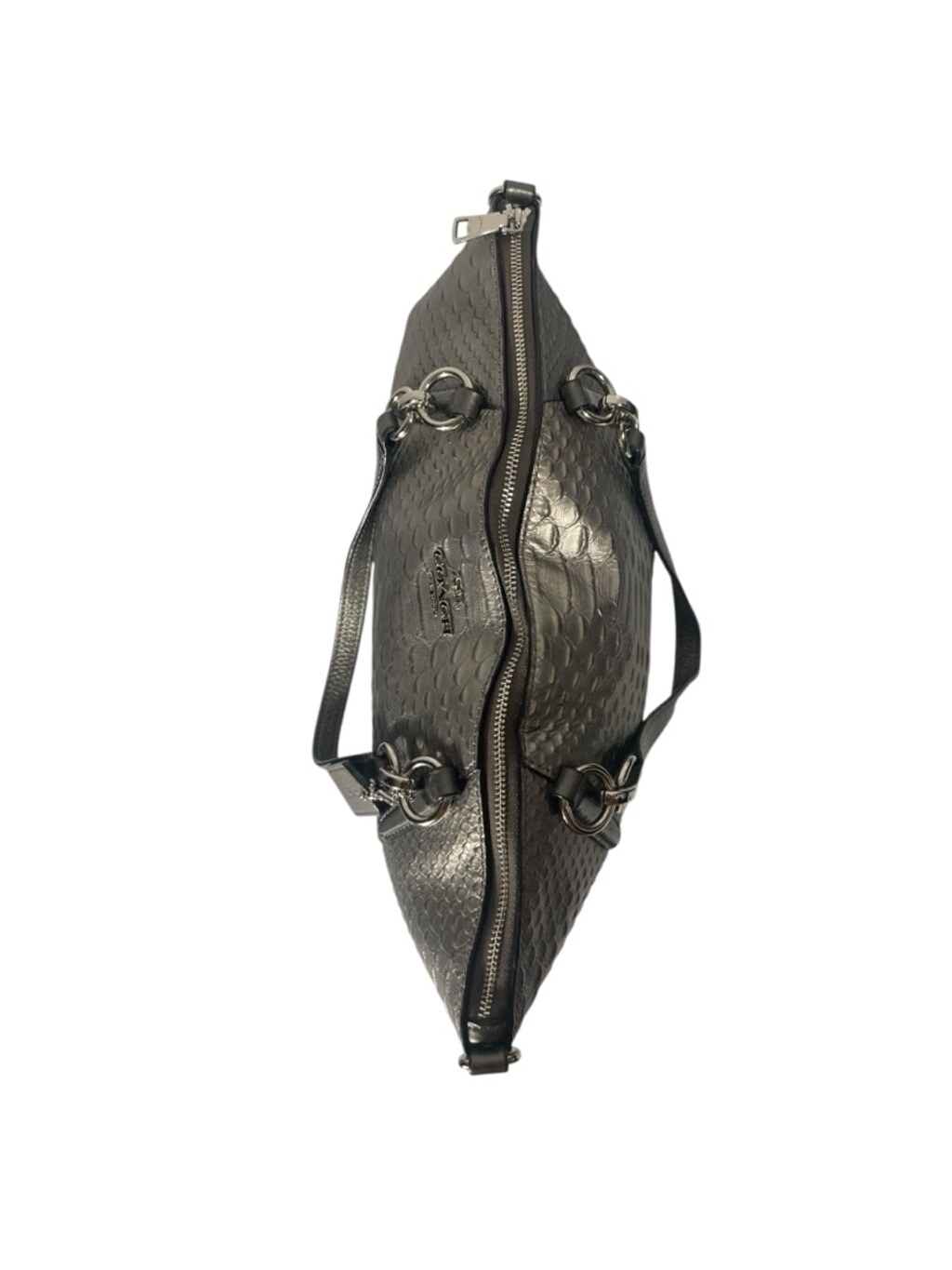 Coach, small python embossed, Kelsey satchel pewt… - image 3