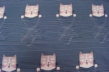 Stoffa Maglione Megan Blu Fabrics 150cmx50cm Stampa Digitale Gatti Rigide Blu