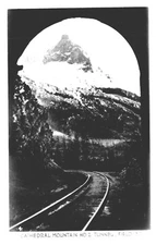 RPPC Postcard Cathedral Mountain No 2 Tunnel, Field BC
