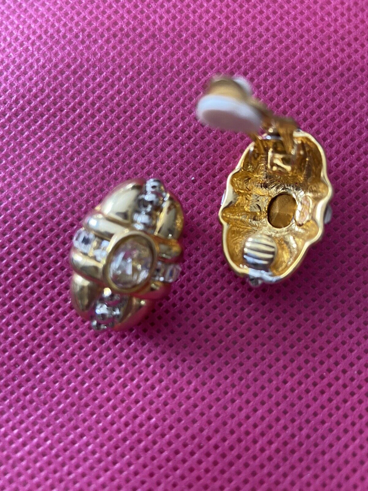 Vintage Swarovski crystal clip on earrings. Goldt… - image 2