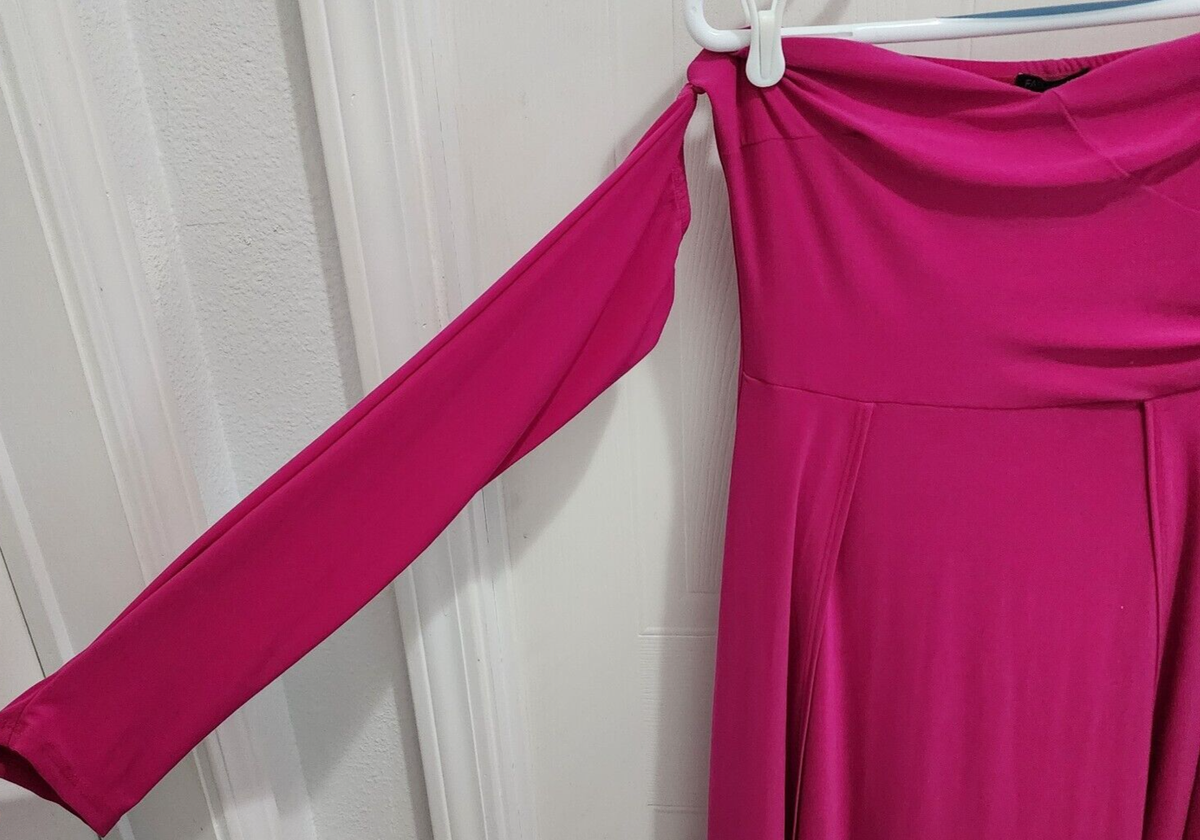 Fashion Nova Elegantly Fab Off Shoulders Maxi Dress High Slit "Magenta"  Size L | eBay
