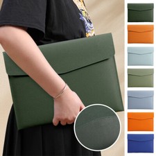 Leather File Bag Button Office Portable Documents Storage Management File Pocket