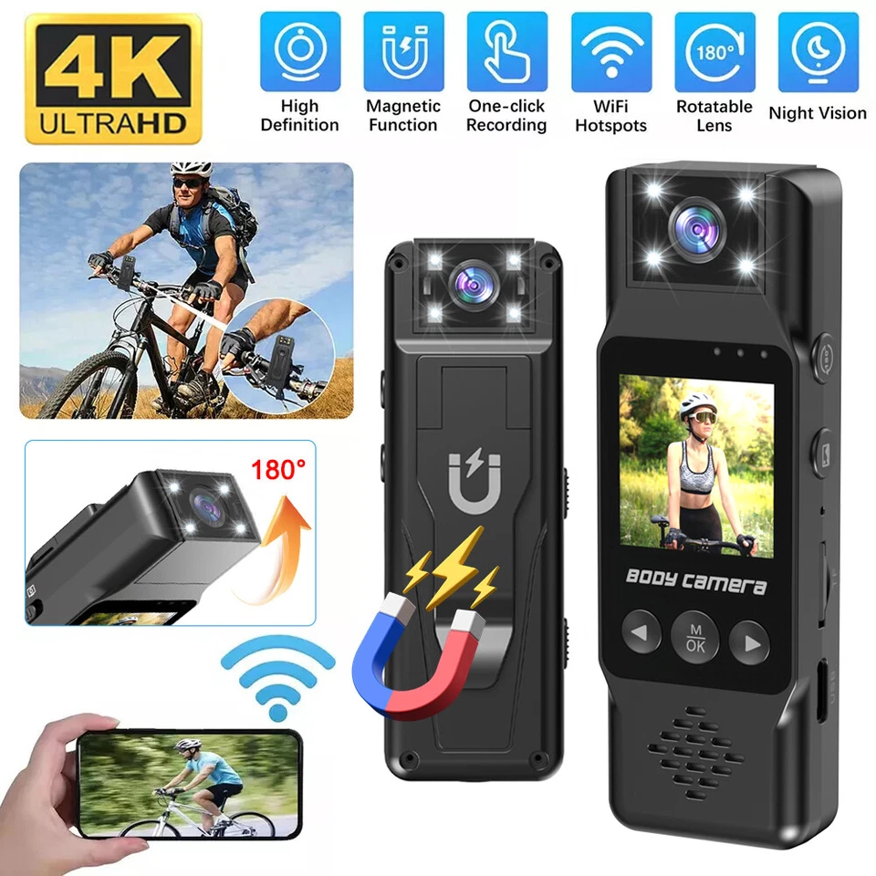 Portable Police Body Camera with Audio Recording 4K 2K HD Night Vision Camcorder - Image 4 of 4