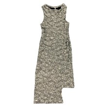 Free People Cora Jacquard Knit Midi Dress Women XS Ivory Black Asymmetric Sheath