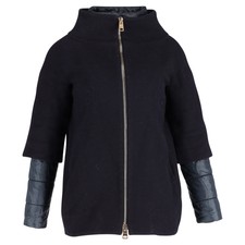 Herno Layered Padded Jacket In Black Wool Eu40
