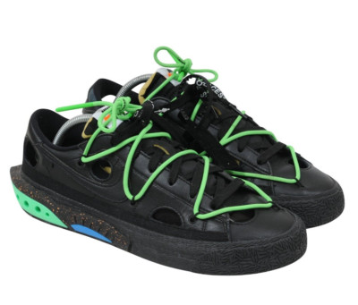 Nike Mens Off White Blazer Low Top US 10 Black Electro Lime Green Leather