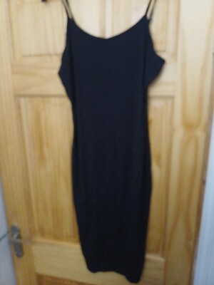 Damen Schwarz Spagetti Träger Midi Kleid Party L sHEIN