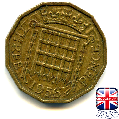A BRITISH 1956 ELIZABETH II THREEPENCE coin, 69 Years Old!    - Picture 1 of 2