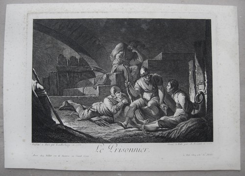 „LE PRISONNIER“ DER GEFANGENE KUPFERSTICH 1765 A.L. ROMANET NACH PH.LOUTHERBOURG - Bild 2 von 4