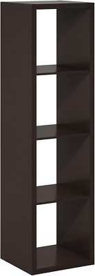 Dark Oak 4-Cube Vertical Storage Organizer for Stylish Cubicle Decor