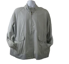 Vintage Aureus Bomber Gray Jacket Men's XL Classic Ribbed Cuffs/Hem Golf Pockets