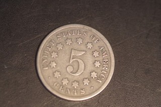 1869 Shield 5C Five Cents Nickel Strong Fine!