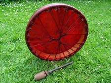 18" Red Buffalo Hide Round Shamanic Shaman Drum Ritual Sound Therapy Shamanism