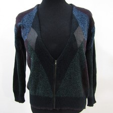 Women's wool blend zipped Abstract V Cardigan Chest 40/42 UK 12/14 9526