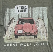 Great Wolf Lodge The Duck Company Short Sleeve Wolves Menu Tshirt Men's Medium 