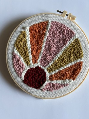 Punch Needle Embroidery Wall Art Hoop Boho Abstract Fiber Art Handmade Style