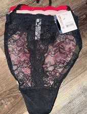 Joyspun  3-Pair Womens Thong Underwear Panties Nylon Blend All Lace B  2XL