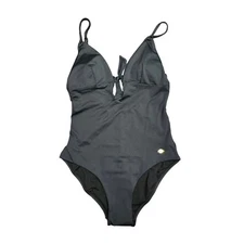 Sunseeker Australia Plunge V Neck One Piece Swimsuit Black Womens US 6