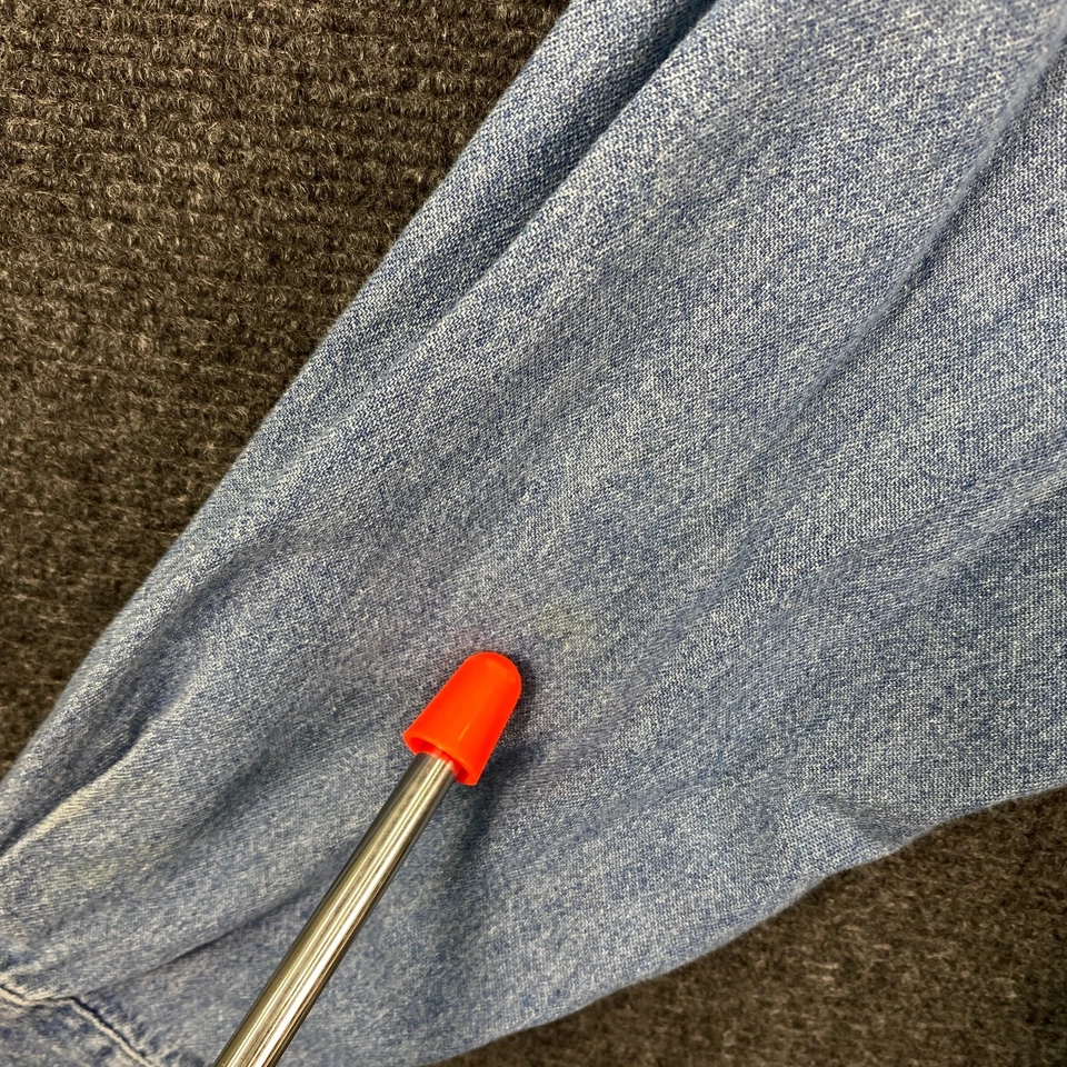 Green Bay Packers NFL Mens Medium Long Sleeve Button Up Shirt Blue Denim Pocket - Image 3 of 4