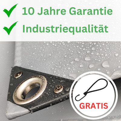 PVC Abdeckplane Grau LKW Plane wasserdicht 550 g/m² mit Ösen Messing Schutzplane