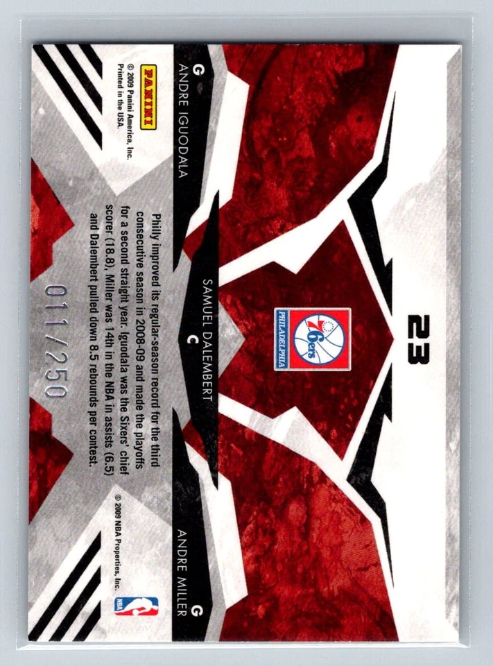 2009 Rookies & Stars #23 Andre Iguodala / Dalembert / Miller Leaders /250 C31 - Image 2 of 2