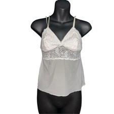 Vintage RARE Lacey Vassarette Satin Nylon Camisole Layering Slip Top in IVORY  