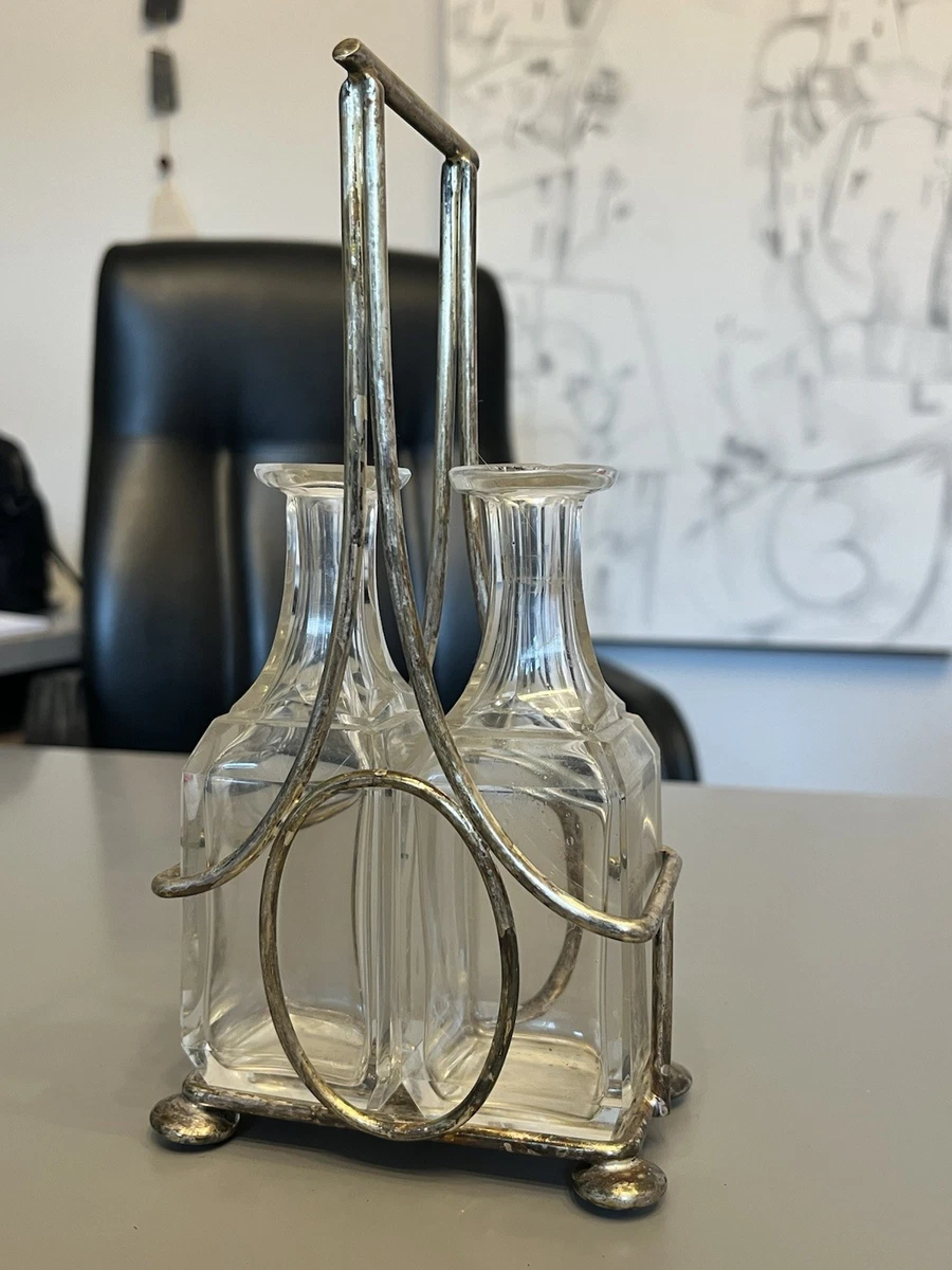 Set 2 Dispenser Per Olio E Aceto In Vetro 500 Ml – Con Supporto E Beccucci In Acciaio Inox – Nero - 2