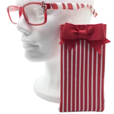 Christmas Candy Cane Reading Glasses, Holiday Readers, Red Eyeglasses Case