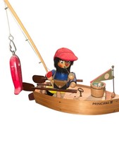 Antique Steinbach Reuge West Germany Smoker Fisherman and  fishing pole