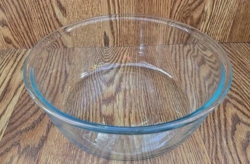 Pyrex # 8202 Clear Soda Lime Glass Fancy Flat Bottom 3 Qt Serving Bowl VGC