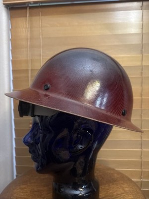 Vintage MSA Skullgard Full Brim Hard Hat Brown Fiberglass Phenolic Helmet 2011